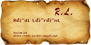 Rádi Lóránt névjegykártya